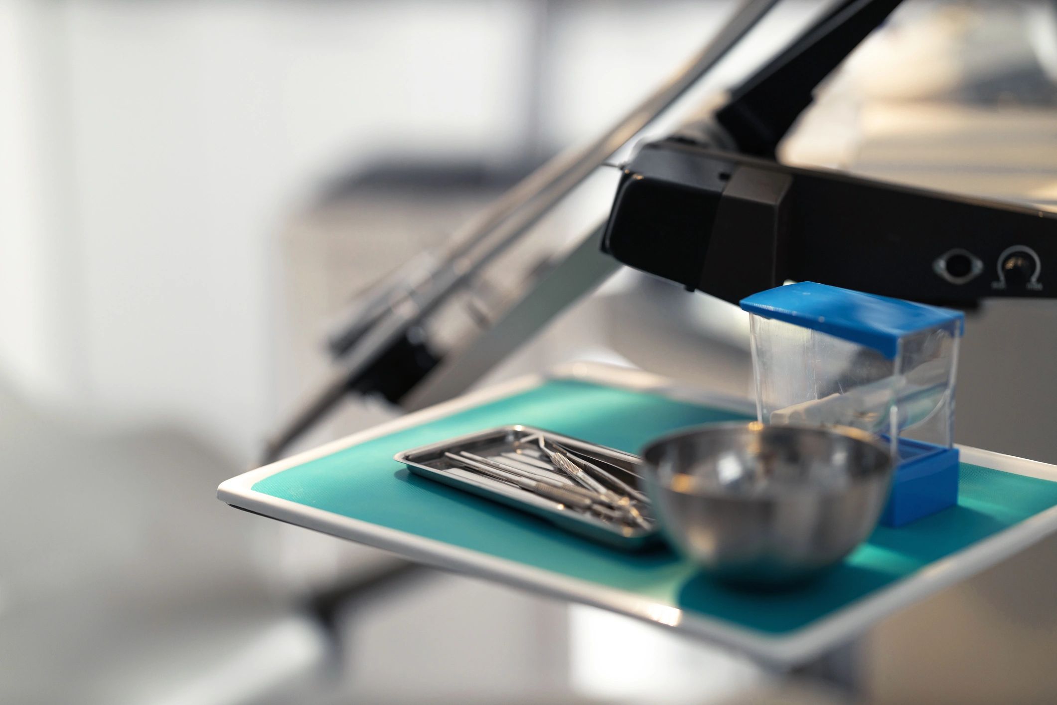 Dental instruments arranged for clinical training